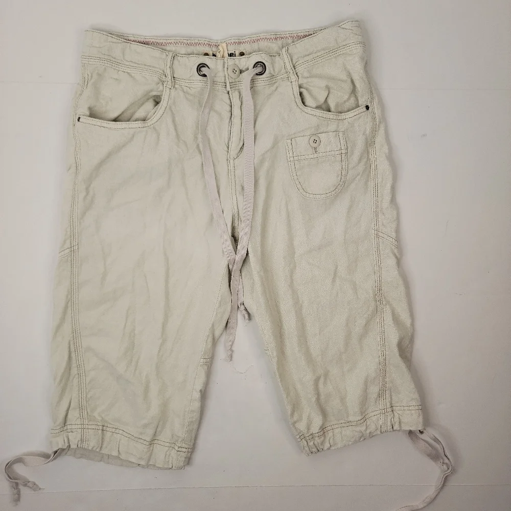 Hei Hei Sz 12 Bermuda Shorts Linen Drawstring Pockets Anthropologie